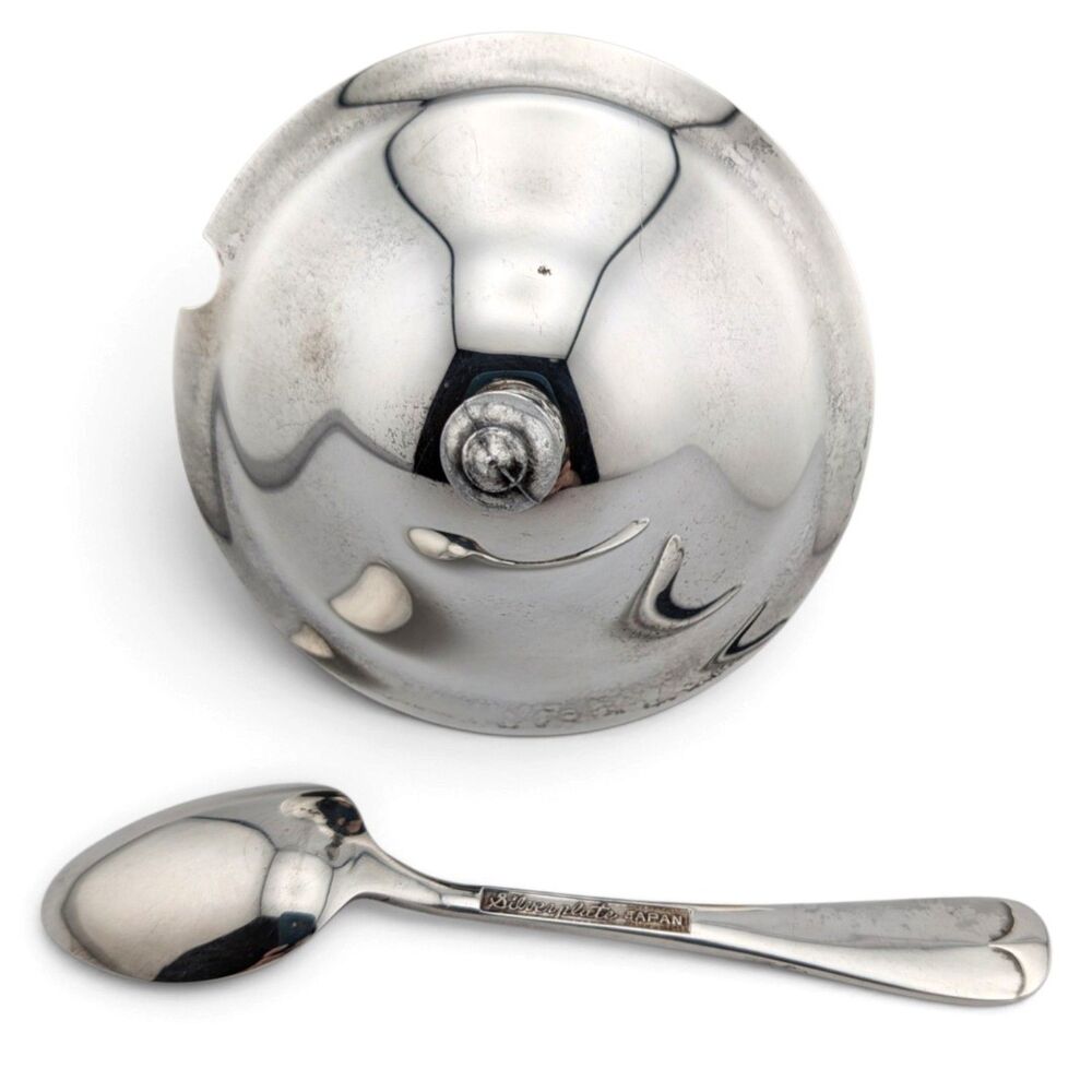 Vintage Silverplate Japan Condiment Spoon & Small Notched Lid Serving Pieces